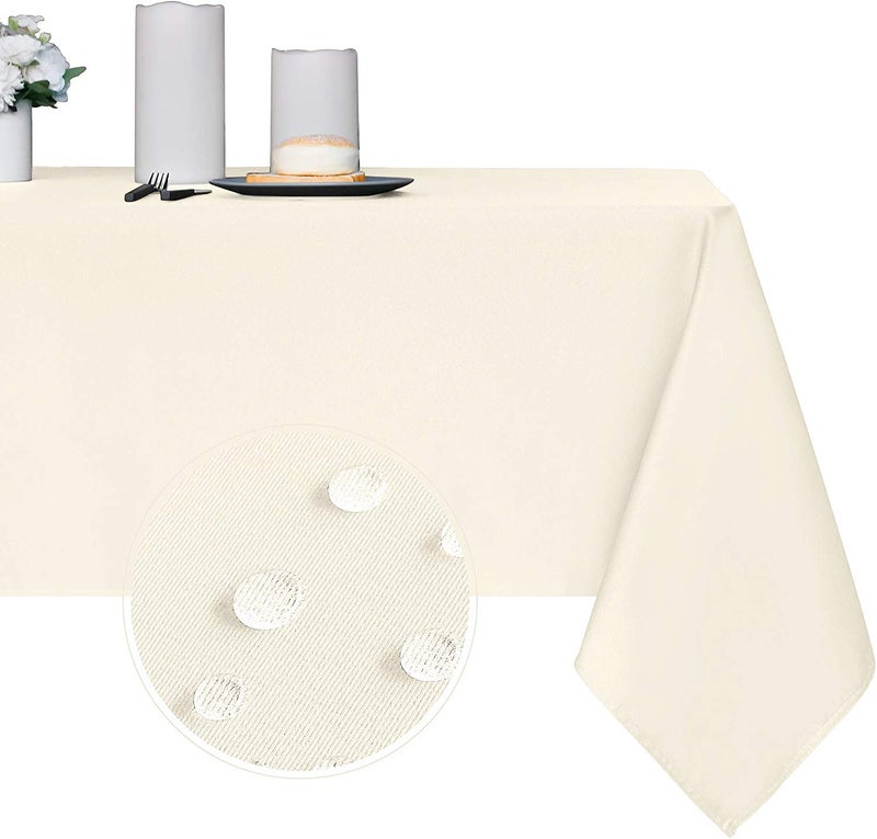 Obstal 210GSM Rectangle Table Cloth - Heavy Duty Water Proof Microfiber Tablecloth, Decorative Fabric Table Cover for Outdoor and Indoor Use (Ivory,60 x 84 Inch) - Image 1